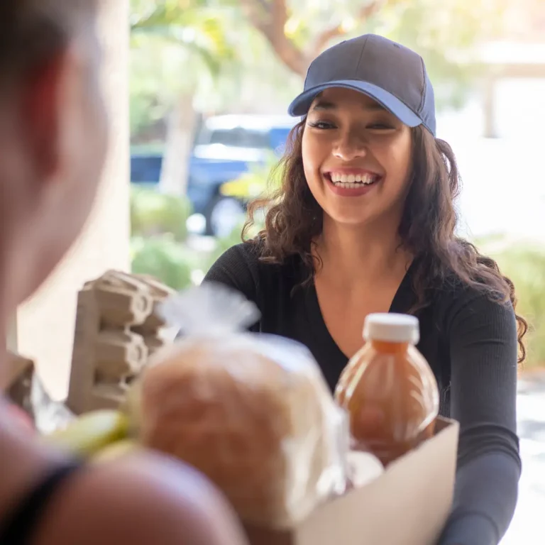 Woman delivering items