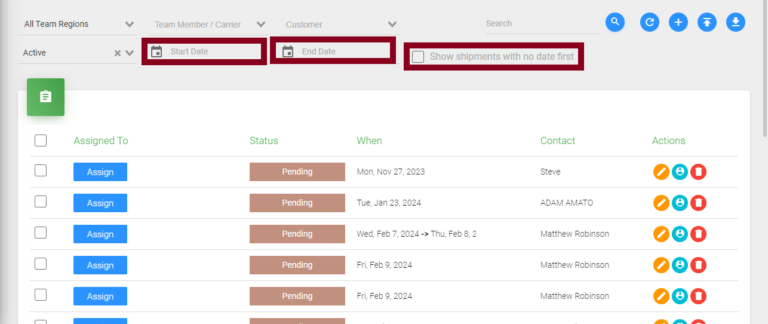 locate2u product updates february 2024 Improvements to search functionality in Shipments